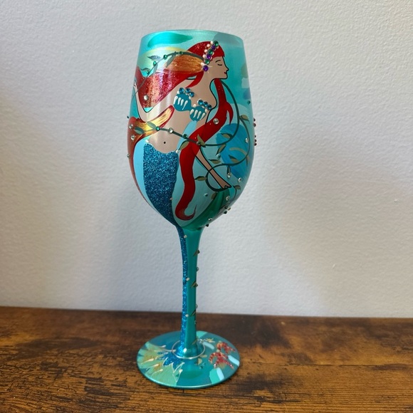 Lolita Mermaid Glass Art with Blue and Red Accents - Picture 3 of 4